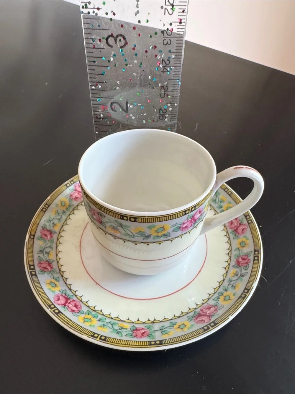 Vintage Limoges French White Floral Gold Trim Demitasse Cup and Saucer Set